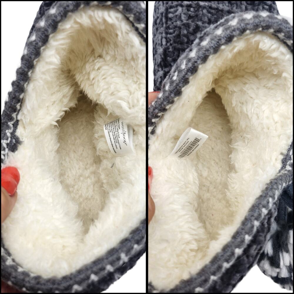 Apres Ski Cabincore Slippers Womens 7 Cozincore Hygge Pom Pom Fuzzy Soft Bootie - Picture 7 of 9